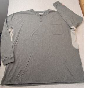 Bocomal FRCat 2 Henley Shirt Mens 4XL Gray Long Sleeve Vented  100% Cotton Work